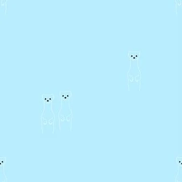 Weasel pattern seamless. Ermine in snow background. Ornament of kids fabric Stock Illustration