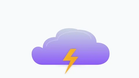 Weather Alert Storm Cloud Icon with Glowing Lightning Bolt and Gradient Tones Видео 346131016