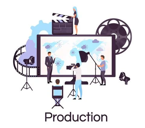 Weather and news broadcasting flat concept icon Stock Illustration