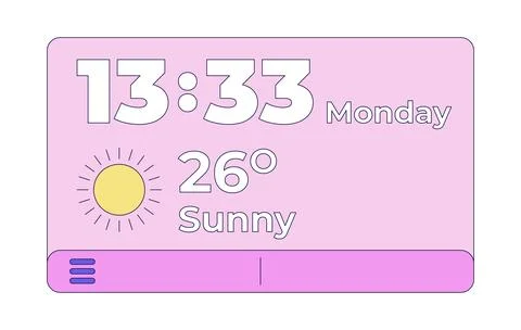 Weather and time display widget 2D cartoon object イラスト素材