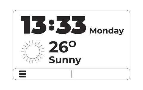 Weather and time display widget 2D line object イラスト素材
