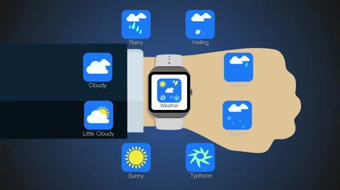 Weather application function for smart watch,mobile watch(included alpha) Stock Footage 59188192