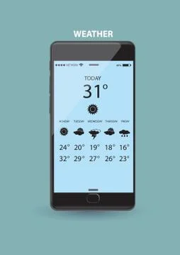 Weather Application on Smart Phone Stock Illustration