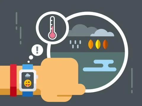 Weather Application on Smart Watch Illustrazione stock