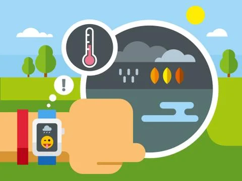 Weather Application on Smart Watch Illustrazione stock