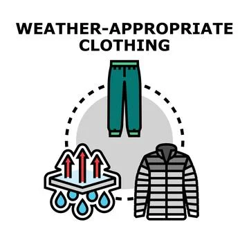 Weather appropriate clothing elements providing thermal balance Stock Illustration