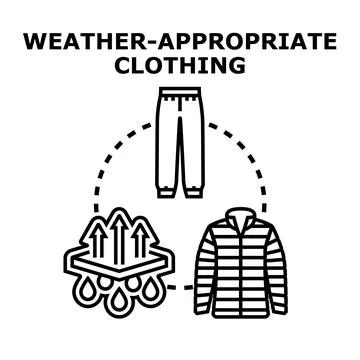Weather appropriate clothing elements providing thermal balance Stock-Illustration