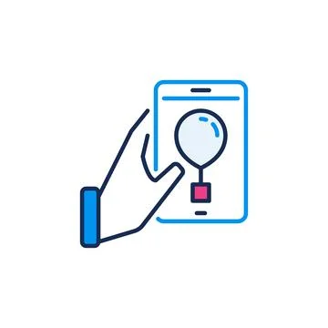 Weather Balloon App in Smartphone vector colored icon Ilustración de archivo