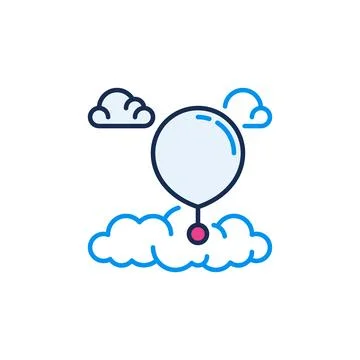 Weather Balloon in Sky with Clouds vector concept colored icon Stock Illustration