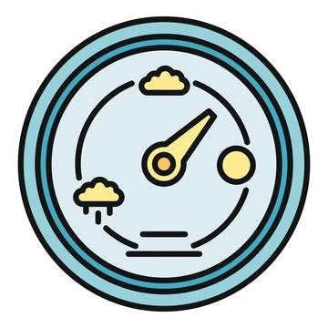 Weather barometer forecasting sunny, cloudy, and rainy conditions Stock Illustration