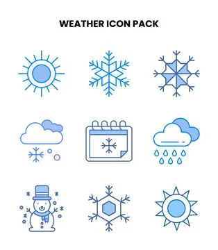 Weather Blue Bundle Icons Pack Stock Illustration