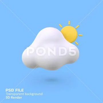 Weather cloud and sun isolated 3d render icon illustration PSD Template