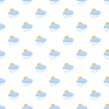 Weather cloud and sun snow falling pattern Stock Illustration