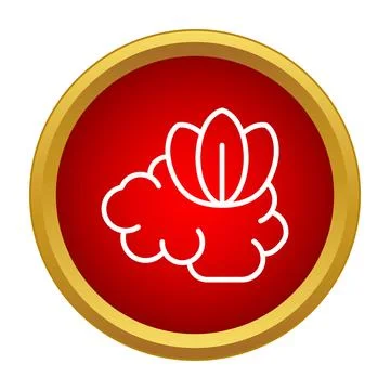 Weather cloud icon with golden frame on red background Stock Illustration