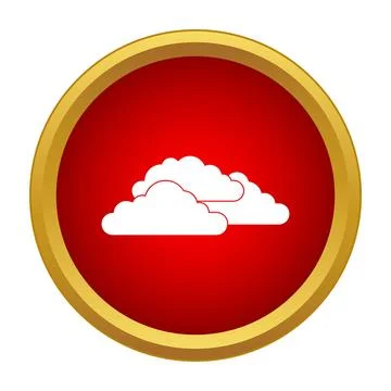 Weather cloud icon on red circle with gold frame Stock Illustration