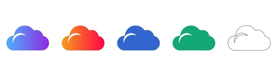 Weather Cloud Icons with Gradient Design Ilustração Stock