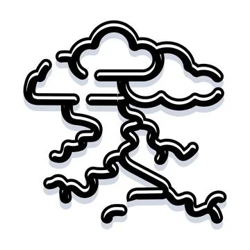 Weather cloud with lightning outline icon Stock Illustration
