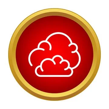 Weather cloud outline icon in red gold circle Stock Illustration