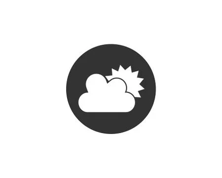 Weather Cloud Sun Icon. Rounded Flat icon isolated Stock Illustration