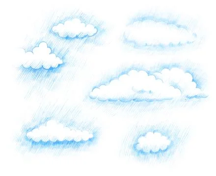 Weather. Cloudy. Clouds isolated on a white background. Sketch. Stock Illustration