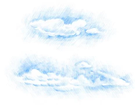 Weather. Cloudy. Clouds isolated on a white background. Sketch. Stock Illustration