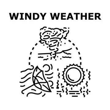 Weather conditions creating strong wind and dangerous natural hazards Stock Illustration