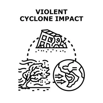 Weather cyclone impact causing property destruction Stockillustratie