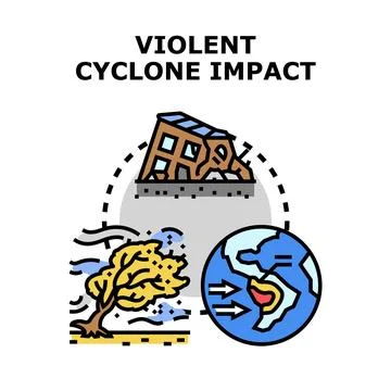 Weather cyclone impact causing property destruction Ilustración de archivo