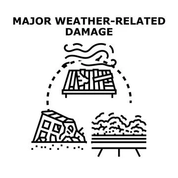 Weather damage concept causing natural disaster destruction Stock Illustration