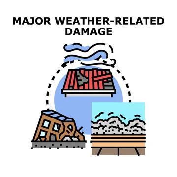 Weather damage concept causing natural disaster destruction Stock Illustration