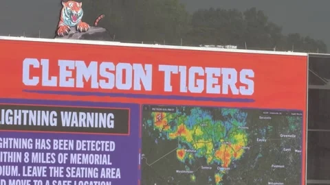 Weather delay at death valley in clemson sc during the clemson vs unc football Stock Footage 346505416
