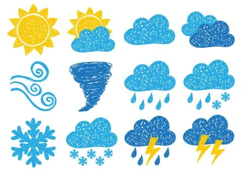 Weather doodle icons Stock Illustration