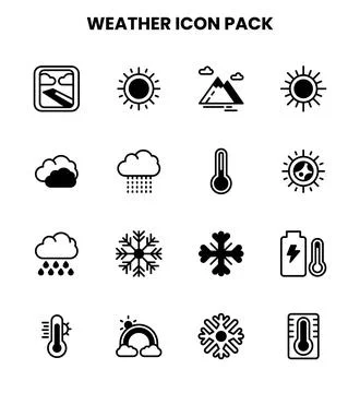 Weather DuoTone Bundle Icons Pack Stock Illustration