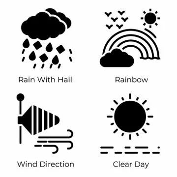 Weather Filled Vector Icon Collection Stock-Illustration