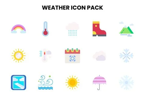 Weather Flat Collection Icons Pack Stock Illustration