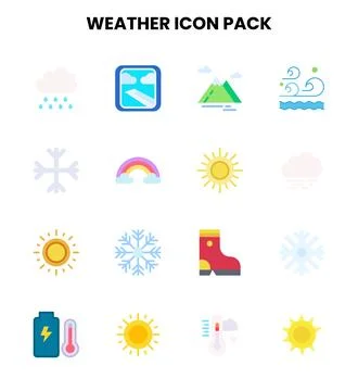 Weather Flat Icons Pack Stock Illustration