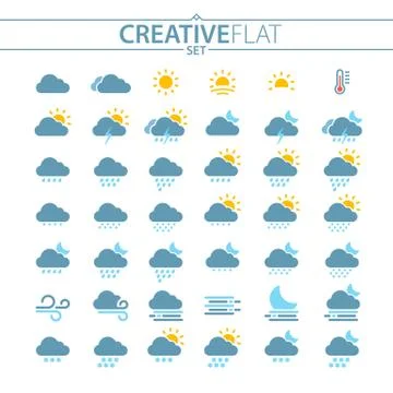 Weather flat icons set Stock Illustration
