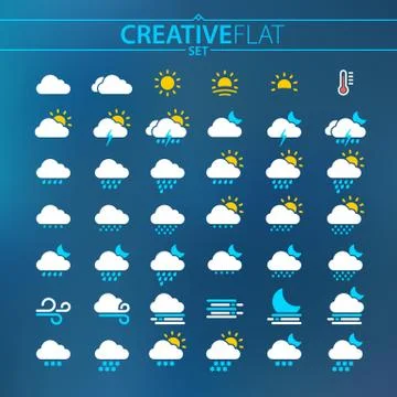 Weather flat icons set Stock Illustration