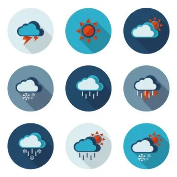 Weather flat icons in vector format Stock Illustration