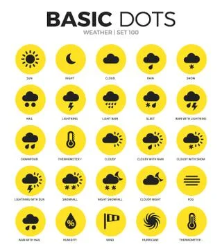 Weather flat icons vector set Stock Illustration