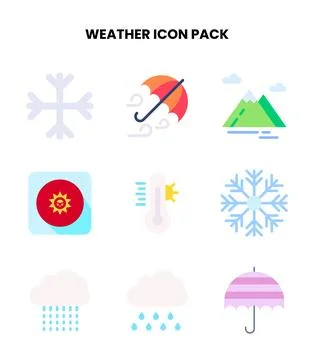 Weather Flat Vector Icons Pack Stock Illustration