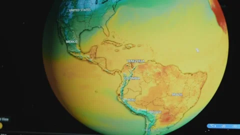 Weather forecast all over the world. Graphic presentation of Earth Globe showing Stock Footage 273034870