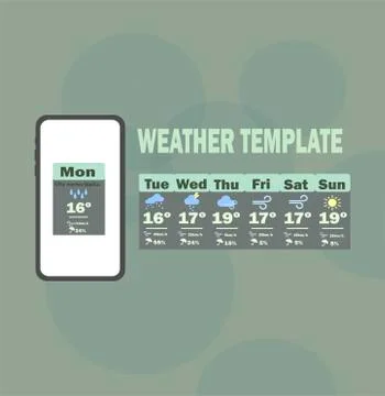 Weather forecast application for smartphone Stock Illustration