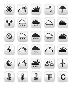 Weather forecast buttons set Stock Illustration