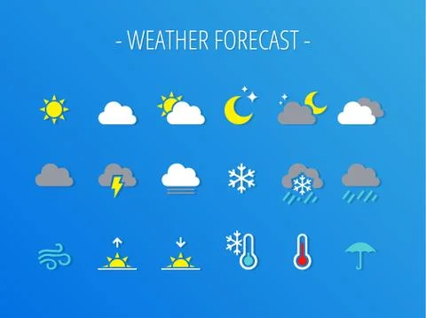 Weather forecast climate vector set Stock Illustration