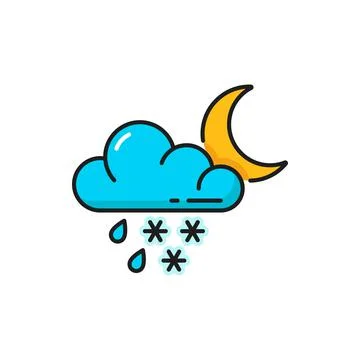 Weather forecast, cloud, rain, snow and moon icon Stock Illustration