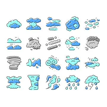 Weather forecast cloud types icons collection Stockillustratie
