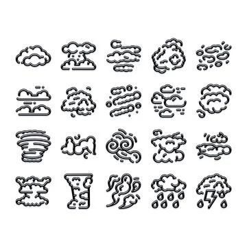 Weather forecast elements line art icon collection イラスト素材