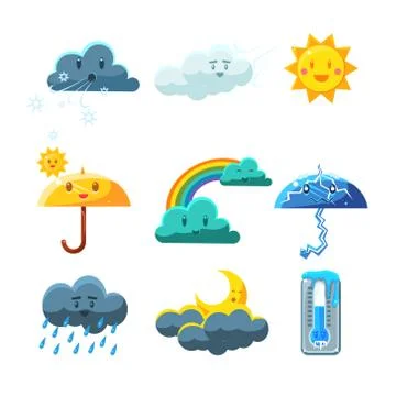 Weather Forecast Elements Set Stock Illustration