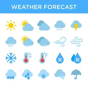 Weather Forecast Flat Icon Stock Illustration